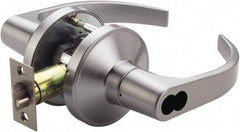 PDQ - Heavy Duty Entry Lever Lockset - 2-3/4" Back Set, Small Format I/C Less Cylinder, Zinc, Antimicrobial Coated, Satin Chrome Plated Finish - Industrial Tool & Supply