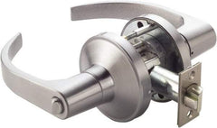 PDQ - Heavy Duty Privacy Lever Lockset - 2-3/4" Back Set, Keyless Cylinder, Zinc, Antimicrobial Coated, Satin Chrome Plated Finish - Industrial Tool & Supply