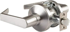 PDQ - Heavy Duty Classroom Lever Lockset - 2-3/4" Back Set, Small Format I/C Less Cylinder, Zinc, Antimicrobial Coated, Satin Chrome Plated Finish - Industrial Tool & Supply