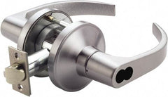 PDQ - Heavy Duty Entrance Lever Lockset - 2-3/4" Back Set, Small Format I/C Less Cylinder, Zinc, Antimicrobial Coated, Satin Chrome Plated Finish - Industrial Tool & Supply
