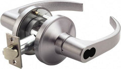 PDQ - Heavy Duty Entrance Lever Lockset - 2-3/4" Back Set, Small Format I/C Less Cylinder, Zinc, Antimicrobial Coated, Satin Chrome Plated Finish - Industrial Tool & Supply
