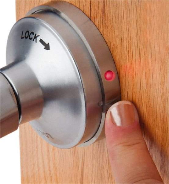PDQ - Heavy Duty Classroom Intruder Lever Lockset - 2-3/4" Back Set, Small Format I/C Less Cylinder, Zinc, Antimicrobial Coated, Satin Chrome Plated Finish - Industrial Tool & Supply