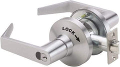 PDQ - Heavy Duty Classroom Intruder Lever Lockset - 2-3/4" Back Set, Small Format I/C Less Cylinder, Zinc, Satin Chrome Plated Finish - Industrial Tool & Supply