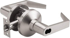 PDQ - Heavy Duty Entry Lever Lockset - 2-3/4" Back Set, Small Format I/C Less Cylinder, Zinc, Antimicrobial Coated, Satin Chrome Plated Finish - Industrial Tool & Supply