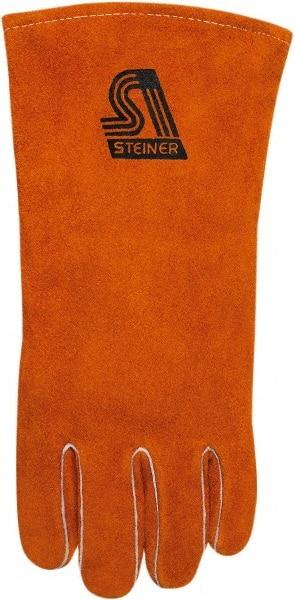 Steiner - Size L Cotton/Foam Lined Cowhide Welding Glove - 14" OAL, Gauntlet Cuff, Wing Thumb, Thumb Strap, For Stick/Arc - Industrial Tool & Supply
