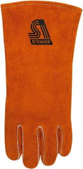 Steiner - Size L Cotton/Foam Lined Cowhide Welding Glove - 14" OAL, Gauntlet Cuff, Wing Thumb, Thumb Strap, For Stick/Arc - Industrial Tool & Supply