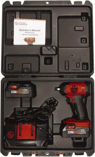 Chicago Pneumatic - 3/8" Drive 20 Volt Pistol Grip Cordless Impact Wrench & Ratchet - 2,400 RPM, 150 Ft/Lb Torque, 2 Lithium-Ion Batteries Included - Industrial Tool & Supply