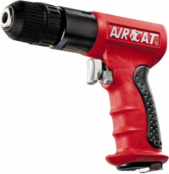 AIRCAT - 3/8" Reversible Keyless Chuck - Pistol Grip Handle, 1,800 RPM, 6 CFM, 0.625 hp, 90 psi - Industrial Tool & Supply