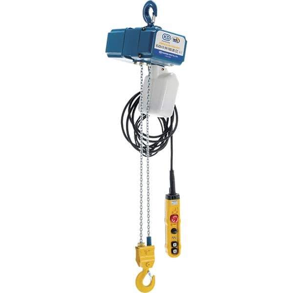Vestil - 1/2 Ton Capacity, 0 to 20 FPM Lift Speed, 220 Volt, Electric Chain Hoist - 0.5 Output hp, 13' Max Lift - Industrial Tool & Supply