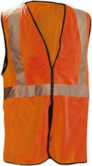 OccuNomix - Size L/XL High Visibility Orange Mesh Breakaway Vest - ANSI 107-2010, Hook & Loop Closure, 2 Pockets, Polyester - Industrial Tool & Supply