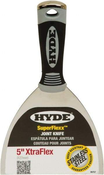 Hyde Tools - 5" Wide Spring Blade Stainless Steel Joint Knife - Flexible, Plastic Handle - Industrial Tool & Supply