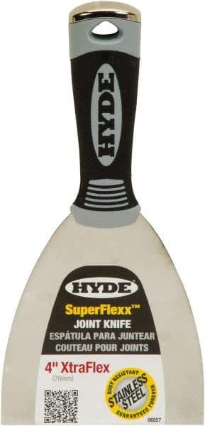 Hyde Tools - 4" Wide Spring Blade Stainless Steel Joint Knife - Flexible, Plastic Handle - Industrial Tool & Supply