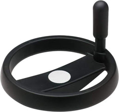 Elesa - 4.92", 2 Spoke Handwheel with Revolving Handle - 0.87" Hub, High Impact Strength Technopolymer, Black Matte Finish - Industrial Tool & Supply
