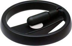 Elesa - 3.9", 2 Spoke Handwheel with Rectractable Handle - 0.71" Hub, High Impact Strength Technopolymer, Black Matte Finish - Industrial Tool & Supply