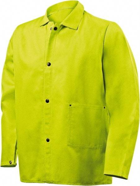 Steiner - Size L Welding & High Visibility Jacket - Lime, Cotton & Nomex, Snaps Closure, 48 to 50" Chest - Industrial Tool & Supply