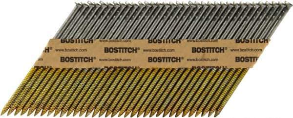 Stanley Bostitch - 11 Gauge 0.12" Shank Diam 3" Long Framing Nails for Power Nailers - Steel, Bright Finish, Ring Shank, Angled Stick Paper Tape Collation, Round Head - Industrial Tool & Supply