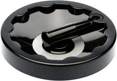 Elesa - 3.94" Diam, Duroplast Handwheel with Fold Away Handle - 0.94" Hub Diam - Industrial Tool & Supply