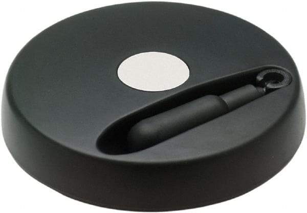 Elesa - 3.9" Diam, Technopolymer Handwheel with Fold Away Handle - 1.57" Hub Diam - Industrial Tool & Supply