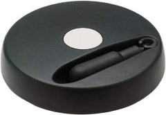Elesa - 3.9" Diam, Technopolymer Handwheel with Fold Away Handle - 1.57" Hub Diam - Industrial Tool & Supply