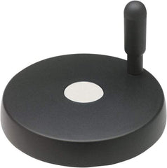 Elesa - 6.93" Diam, Technopolymer Handwheel with Handle - 1.38" Hub Diam - Industrial Tool & Supply