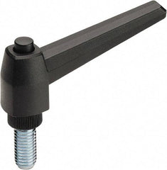 Elesa - 1/2-13, Glass Fiber Reinforced Technopolymer Adjustable Clamping Handle - 1-1/2" Stud Length, 3.62" OAL, 2.13" High - Industrial Tool & Supply
