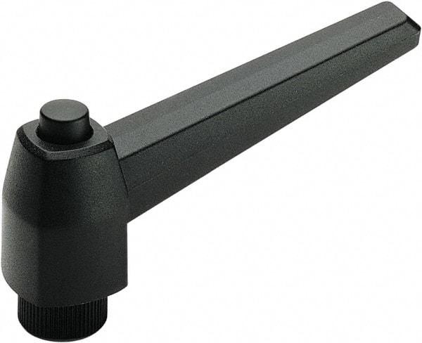 Elesa - 1/2-13, Glass Fiber Reinforced Technopolymer Adjustable Clamping Handle - 4.49" OAL, 2.56" High, .79" Hole Depth - Industrial Tool & Supply