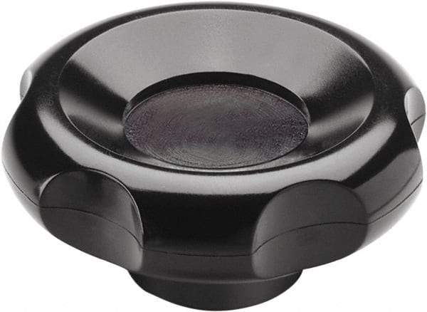 Elesa - 3.15" Head Diam, 6 Point Lobed Knob - 1/2" Hole, Glass Fiber Reinforced Technopolymer - Industrial Tool & Supply