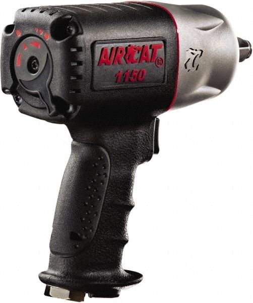 AIRCAT - 1/2" Drive, 9,000 RPM, 900 Ft/Lb Torque Impact Wrench - Pistol Grip Handle, 1,400 IPM, 8 CFM, 90 psi, 1/4" NPT Inlet - Industrial Tool & Supply