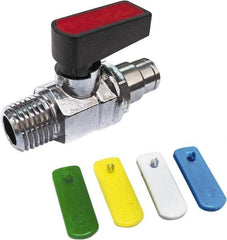 Value Collection - 5/32" Pipe, Brass Miniature Ball Valve - Inline - Two Way Flow, MNPT x Push-to-Connect Ends, Wedge Handle, 250 WOG - Industrial Tool & Supply