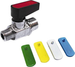 Value Collection - 1/4" Pipe, Brass Miniature Ball Valve - Inline - One Way Flow, MNPT x FNPT Ends, Wedge Handle, 250 WOG - Industrial Tool & Supply