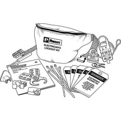 Panduit - 12 Piece Electrical Lockout Kit - Keyed Differently, Comes in Pouch - Industrial Tool & Supply