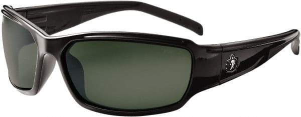 Ergodyne - Green Lenses, Framed Polarized Glasses - Uncoated Lenses, Size Universal, Wrap Around - Industrial Tool & Supply