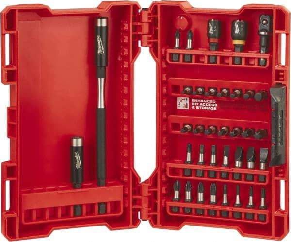 Milwaukee Tool - 36 Piece, Bit Set - 5/64 to 1/4" Hex, Phillips, Slotted, Torx, Square Point - Industrial Tool & Supply