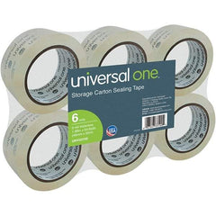 Universal One - 48mm Wide x 3mm Thick x 50m Long, 33100 Box Sealing & Label Protection Tape - Clear - Industrial Tool & Supply