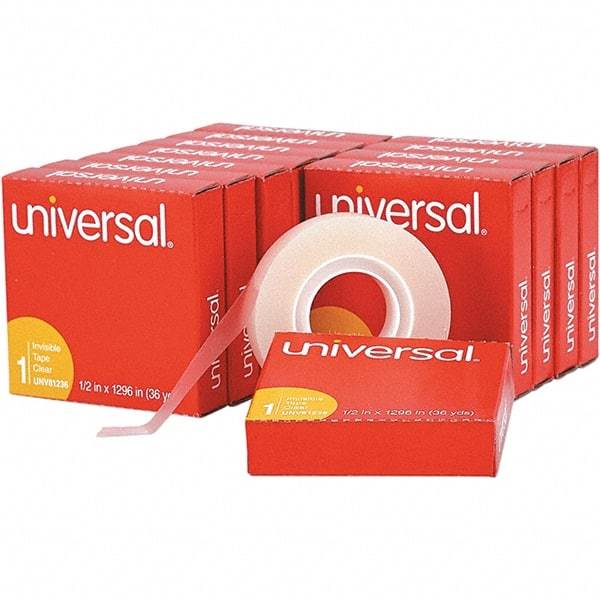 UNIVERSAL - 1/2" Wide x 1mm Thick x 36 yds Long, 81236VP Box Sealing & Label Protection Tape - Clear - Industrial Tool & Supply
