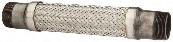 Made in USA - 12" OAL, 1-1/2" ID, 410 Max psi, Flexible Metal Hose Assembly - Industrial Tool & Supply