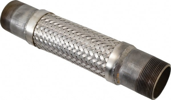 Made in USA - 12" OAL, 2" ID, 450 Max psi, Flexible Metal Hose Assembly - Industrial Tool & Supply