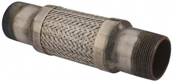 Made in USA - 12" OAL, 2-1/2" ID, Flexible Metal Hose Assembly - Industrial Tool & Supply