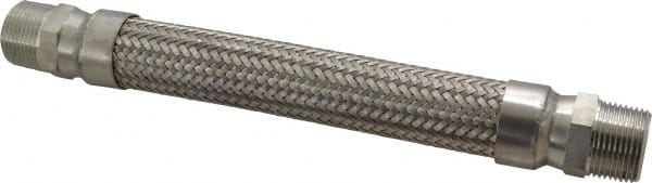 Made in USA - 12" OAL, 1" ID, 580 Max psi, Flexible Metal Hose Assembly - Industrial Tool & Supply