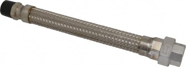 Made in USA - 12" OAL, 3/4" ID, 600 Max psi, Flexible Metal Hose Assembly - Industrial Tool & Supply