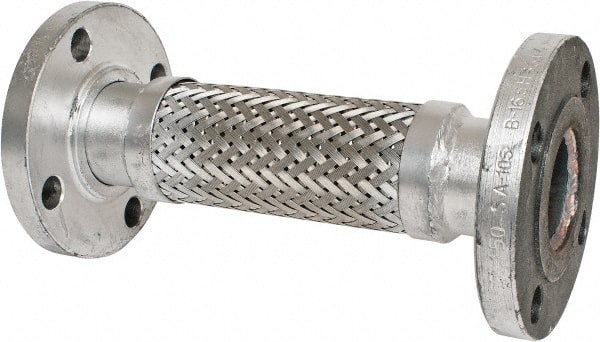 Made in USA - 12" OAL, 2" ID, 450 Max psi, Flexible Metal Hose Assembly - Industrial Tool & Supply