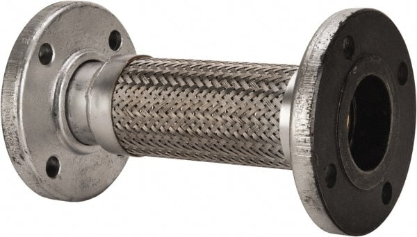 Made in USA - 12" OAL, 2-1/2" ID, Flexible Metal Hose Assembly - Industrial Tool & Supply
