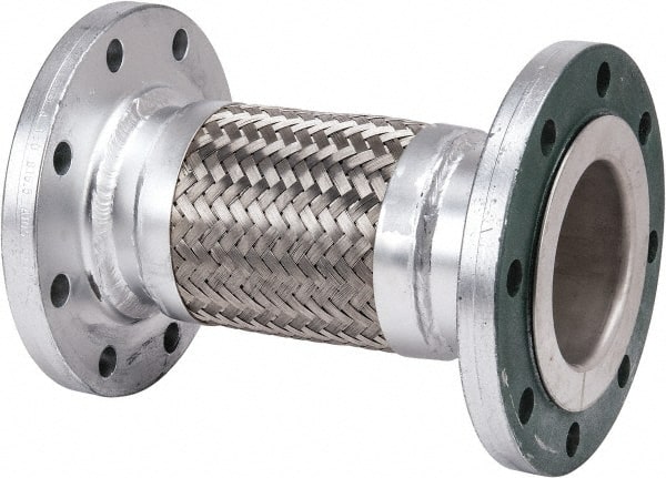 Made in USA - 12" OAL, 4" ID, 210 Max psi, Flexible Metal Hose Assembly - Industrial Tool & Supply