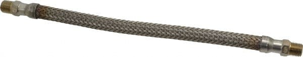 Made in USA - 12" OAL, 1/4" ID, 2,240 Max psi, Flexible Metal Hose Assembly - Industrial Tool & Supply