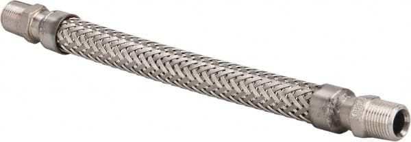 Made in USA - 12" OAL, 1/2" ID, 1,040 Max psi, Flexible Metal Hose Assembly - Industrial Tool & Supply