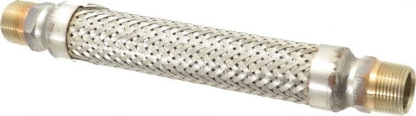 Made in USA - 12" OAL, 1" ID, 580 Max psi, Flexible Metal Hose Assembly - Industrial Tool & Supply