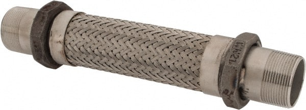 Made in USA - 12" OAL, 1-1/2" ID, 410 Max psi, Flexible Metal Hose Assembly - Industrial Tool & Supply