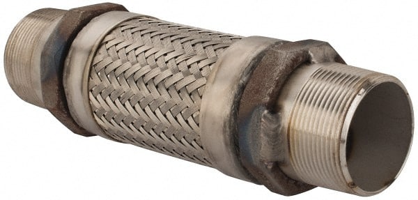Made in USA - 12" OAL, 2-1/2" ID, Flexible Metal Hose Assembly - Industrial Tool & Supply