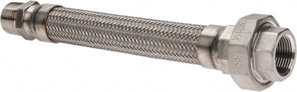 Made in USA - 12" OAL, 1" ID, 580 Max psi, Flexible Metal Hose Assembly - Industrial Tool & Supply