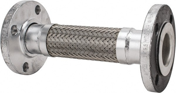 Made in USA - 12" OAL, 2" ID, 450 Max psi, Flexible Metal Hose Assembly - Industrial Tool & Supply